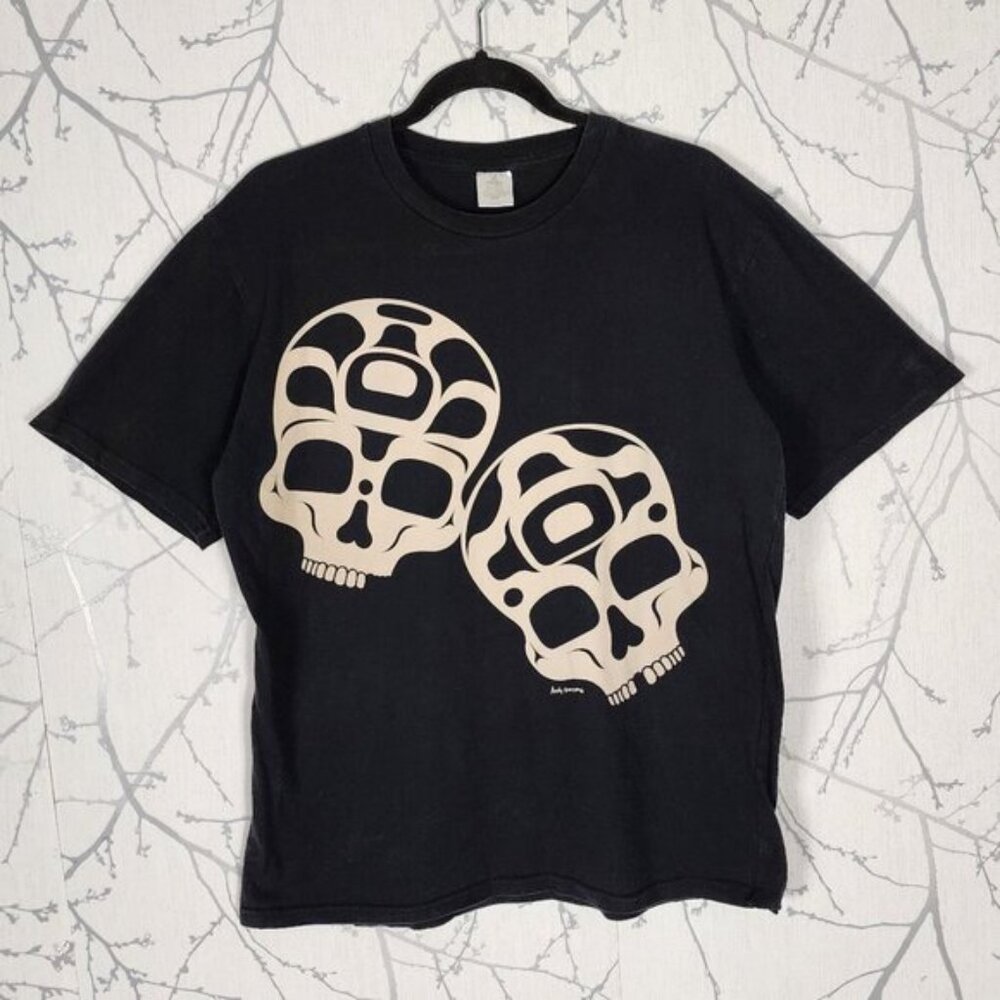 Oscardo Black Skulls Print 100% Cotton Crewneck Graphic T-Shirt